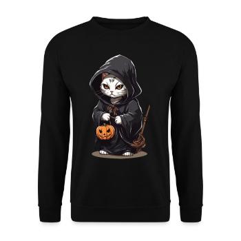 Kawaii magicien chat Halloween sort chats magiques - Sweat-shirt Unisexe - noir - Devant - Alina (178cm) & Michal (187cm)