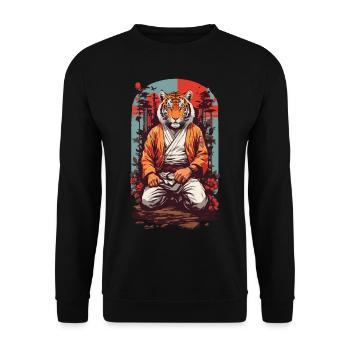 Tigre asiatique Karaté Arts martiaux Design rétro - Sweat-shirt Unisexe - noir - Devant - Alina (178cm) & Michal (187cm)
