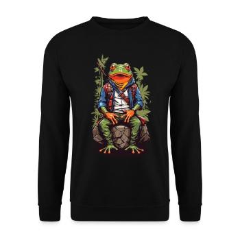 Style artistique de personnage de grenouille d’anime rétro Japon - Sweat-shirt Unisexe - noir - Devant - Alina (178cm) & Michal (187cm)