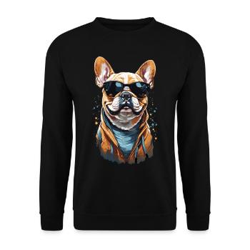 French Bulldog Dog with Style - Unisex Sweatshirt - black - Front - Alina (178cm) & Michal (187cm)