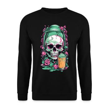 Gothic Skull Pastel Poison Halloween Design - Unisex Pullover - Schwarz - Vorne - Alina (178cm) & Michal (187cm)