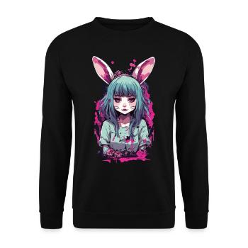 Kemonomimi Bunny Anime Pastel Goth Kawaii Girl - Unisex Sweatshirt - black - Front - Alina (178cm) & Michal (187cm)