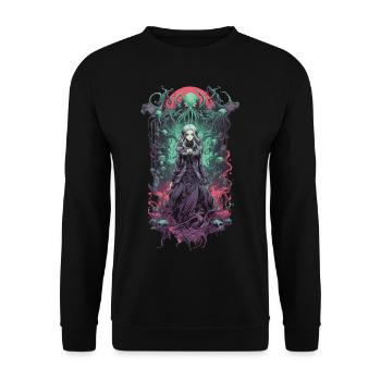 Gothic Aesthetic Unterwelt Anime witchcraft Girl - Unisex Pullover - Schwarz - Vorne - Alina (178cm) & Michal (187cm)