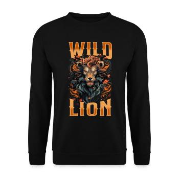 lion, tête de lion, fort, sauvage, fierté, courageux, royal, - Sweat-shirt Unisexe - noir - Devant - Alina (178cm) & Michal (187cm)