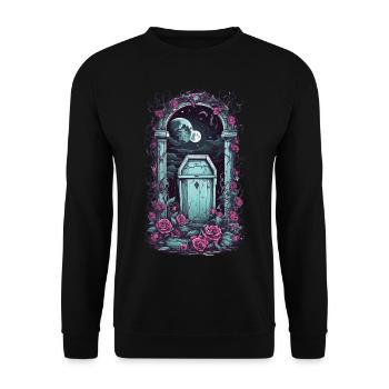 Occult Gothic Cemetery Moonlit Night Pastel Goth - Unisex Sweatshirt - black - Front - Alina (178cm) & Michal (187cm)