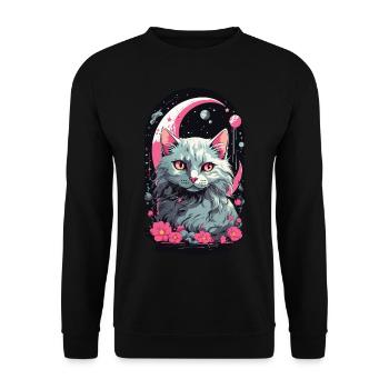 Gothic Pastel Magische Katze Nacht Aesthetic - Unisex Pullover - Schwarz - Vorne - Alina (178cm) & Michal (187cm)