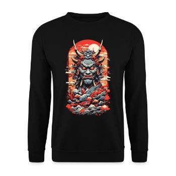 Vintage Japan Oni Demon Ukiyo-E Otaku Design - Unisex Sweatshirt - black - Front - Alina (178cm) & Michal (187cm)