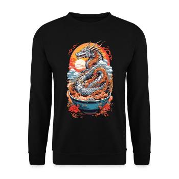 Ramen Dragon Ukiyo-e Otaku Manga Design - Sweat-shirt Unisexe - noir - Devant - Alina (178cm) & Michal (187cm)