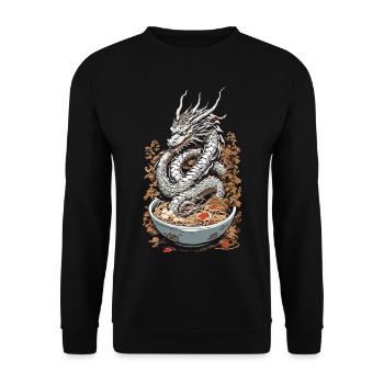 Ukiyo-e Dragon Ramen Manga Anime Streetwear - Sweat-shirt Unisexe - noir - Devant - Alina (178cm) & Michal (187cm)