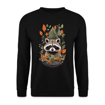 Cute Raccoon Nature Animal Design for Kids - Unisex Sweatshirt - black - Front - Alina (178cm) & Michal (187cm)