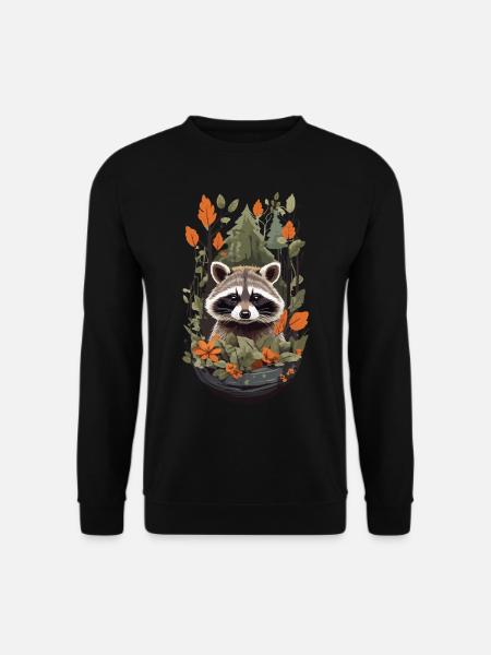 Süßer Waschbär Natur Tier Design für Kinder - Unisex Pullover - Schwarz