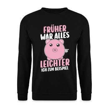 Autrefois, il n’y avait que des dictons drôles de cochon léger - Sweat-shirt Unisexe - noir - Devant - Alina (178cm) & Michal (187cm)