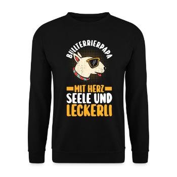 chien chien papa père bull terrierdad bull terrier - Sweat-shirt Unisexe - noir - Devant - Alina (178cm) & Michal (187cm)