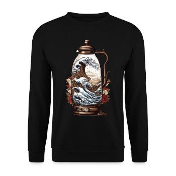Vintage café vague Japon Design esthétique - Sweat-shirt Unisexe - noir - Devant - Alina (178cm) & Michal (187cm)