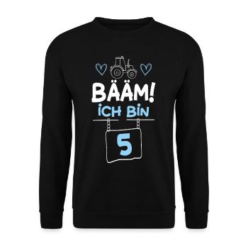 Bääm I’m 5 Tracteur - Sweat-shirt Unisexe - noir - Devant - Alina (178cm) & Michal (187cm)