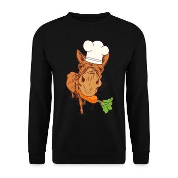 Koch Köche Köchin Esel Küche Kochkunst Gastgeber - Unisex Pullover - Schwarz - Vorne - Alina (178cm) & Michal (187cm)