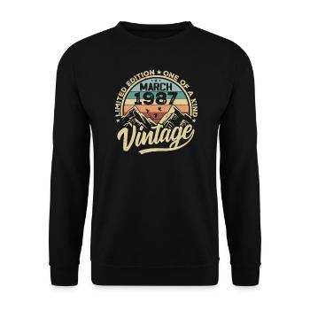 March 1987 Birthday - Born March 1987 - Unisex Sweatshirt - black - Front - Alina (178cm) & Michal (187cm)