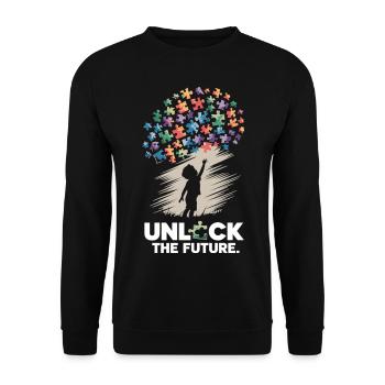 Autismus - Unlock the Future – Puzzlekind - Unisex Pullover - Schwarz - Vorne - Alina (178cm) & Michal (187cm)