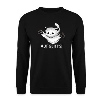 Kitty "Let's go!" young cat jumps - Unisex Sweatshirt - black - Front - Alina (178cm) & Michal (187cm)