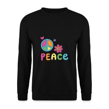 Peace World Peace Flower Power Gift 70s Love - Unisex Sweatshirt - black - Front - Alina (178cm) & Michal (187cm)