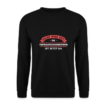 Tiefbaufacharbeiterin Design für stolze Handwerker - Unisex Pullover - Schwarz - Vorne - Alina (178cm) & Michal (187cm)