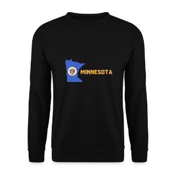 Flagge Minnesota Design für stolze Minnesotaner - Unisex Pullover - Schwarz - Vorne - Alina (178cm) & Michal (187cm)