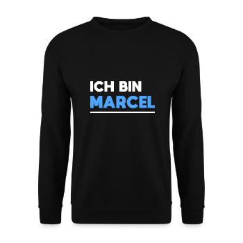 Marcel Name Spruch für stolze Marcels - Unisex Pullover - Schwarz - Vorne - Alina (178cm) & Michal (187cm)