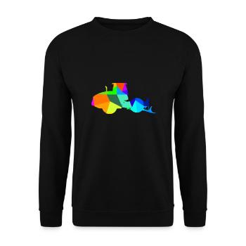 Dampfwalze Regenbogen Polygon Baufahrzeug - Unisex Pullover - Schwarz - Vorne - Alina (178cm) & Michal (187cm)