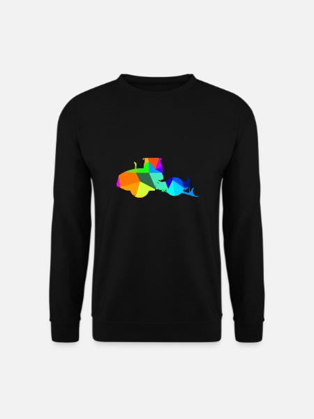 Dampfwalze Regenbogen Polygon Baufahrzeug - Unisex Pullover - Schwarz