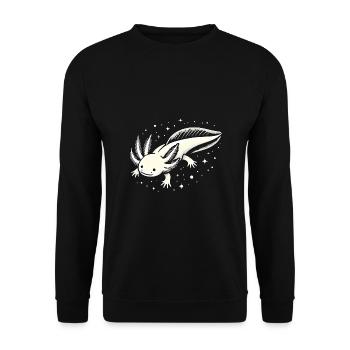 Cosmic Axolotl Illustration - Unisex Sweatshirt - black - Front - Alina (178cm) & Michal (187cm)