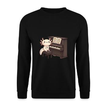 Adorable Axolotl Piano Player Design - Unisex Sweatshirt - black - Front - Alina (178cm) & Michal (187cm)