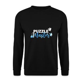 Puzzle Master Spruch für Puzzle-Fans - Unisex Pullover - Schwarz - Vorne - Alina (178cm) & Michal (187cm)