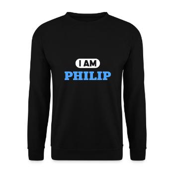 Philip Namenszusatz für stolze Philips - Unisex Pullover - Schwarz - Vorne - Alina (178cm) & Michal (187cm)
