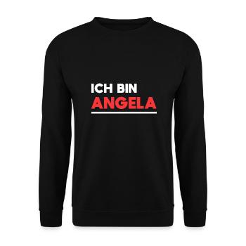 Angela Name Spruch für stolze Angelas - Unisex Pullover - Schwarz - Vorne - Alina (178cm) & Michal (187cm)