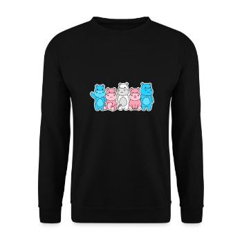 Trans Flagge Nilpferd Design für Trans Menschen - Unisex Pullover - Schwarz - Vorne - Alina (178cm) & Michal (187cm)