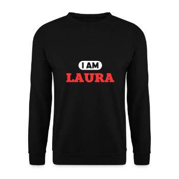 Laura Name Saying für stolze Lauras - Unisex Pullover - Schwarz - Vorne - Alina (178cm) & Michal (187cm)