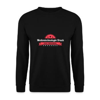 Medientechnologin Druck Design für stolze Profis - Unisex Pullover - Schwarz - Vorne - Alina (178cm) & Michal (187cm)