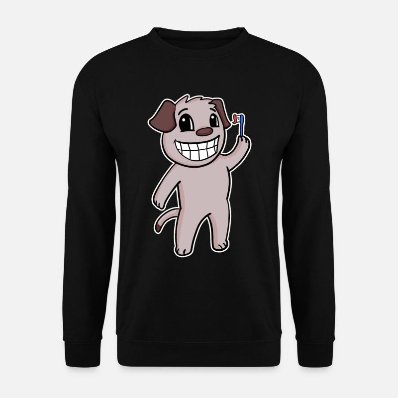 Dog with toothbrush - Unisex Sweatshirt - black