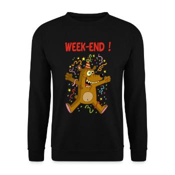 Weekend bear - Unisex Sweatshirt - black - Front - Alina (178cm) & Michal (187cm)
