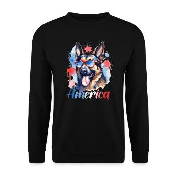 America Dog 4th of July Independence Day Freedom - Unisex Sweatshirt - black - Front - Alina (178cm) & Michal (187cm)