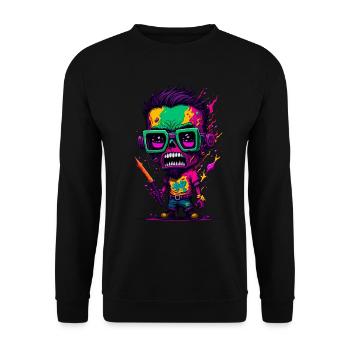 Bunter cooler Zombie - Unisex Pullover - Schwarz - Vorne - Alina (178cm) & Michal (187cm)