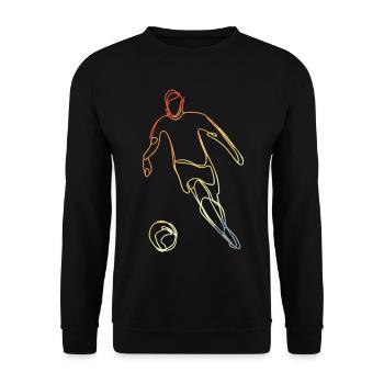 Vintage Fußballspieler Zeichnung - Unisex Pullover - Schwarz - Vorne - Alina (178cm) & Michal (187cm)