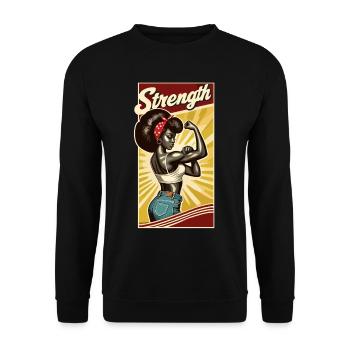Strength Strong Black Woman Rockabilly Gift - Unisex Sweatshirt - black - Front - Alina (178cm) & Michal (187cm)