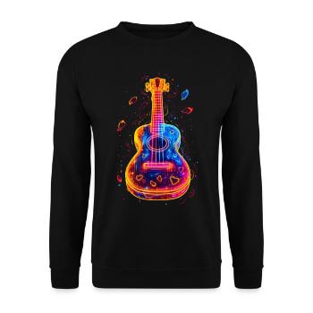 90er Jahre Ukulele - Unisex Pullover - Schwarz - Vorne - Alina (178cm) & Michal (187cm)