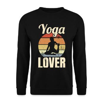 Yoga Liebhaber Vintage Look - Unisex Pullover - Schwarz - Vorne - Alina (178cm) & Michal (187cm)