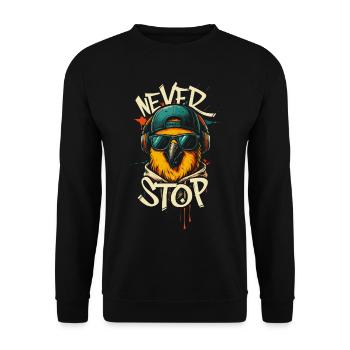 Niemals Aufgeben Papagei Street - Unisex Pullover - Schwarz - Vorne - Alina (178cm) & Michal (187cm)