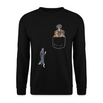 Dachshund Pocket Tee - Unisex Sweatshirt - black - Front - Alina (178cm) & Michal (187cm)
