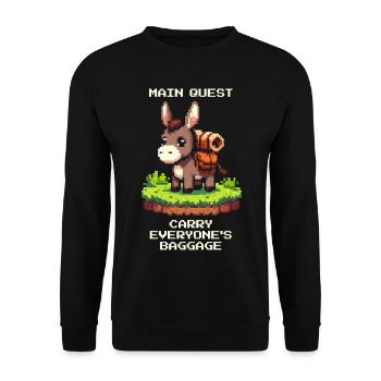 Quête de l’âne : Porter du lest - Sweat-shirt Unisexe - noir - Devant - Alina (178cm) & Michal (187cm)