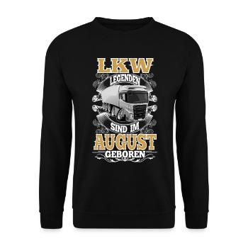 Lkw Fahrer Geburtstag August - Unisex Pullover - Schwarz - Vorne - Alina (178cm) & Michal (187cm)