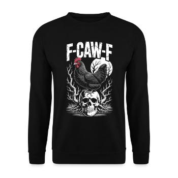 F-CAW-F T-shirt drôle de coq Bird Noise Meme - Sweat-shirt Unisexe - noir - Devant - Alina (178cm) & Michal (187cm)